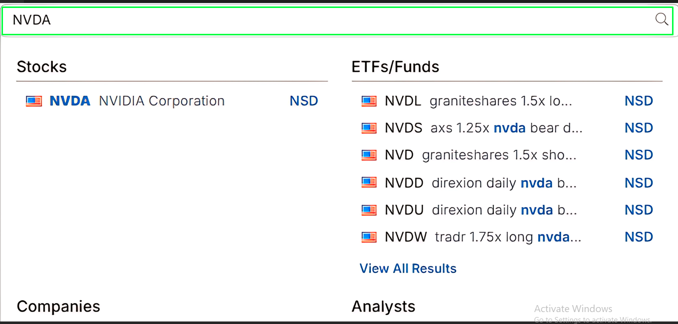 Stock Detail page 